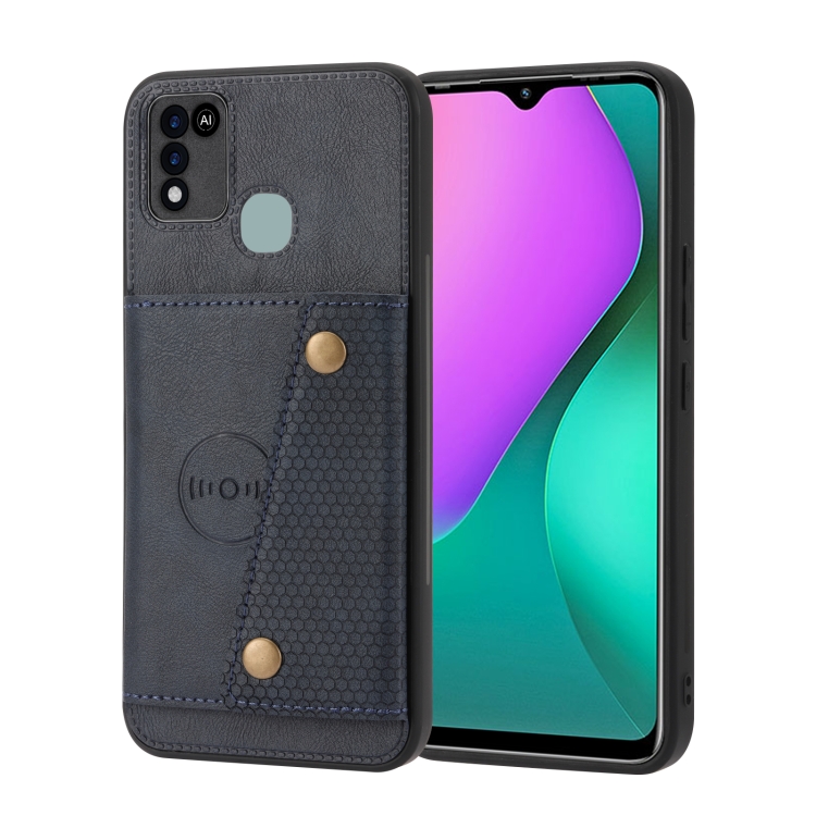

For Infinix Smart 5 Double Buckle PU + TPU Shockproof Magnetic Phone Case(Blue)