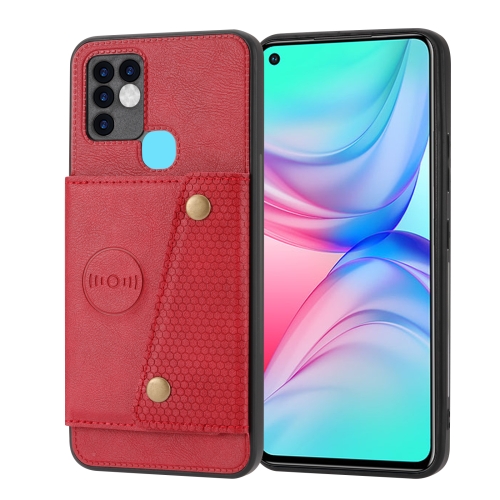 

For Infinix Hot 10 Double Buckle PU + TPU Shockproof Magnetic Phone Case(Red)