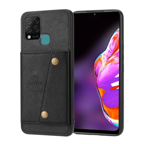 

For Infinix Hot 10s Double Buckle PU + TPU Shockproof Magnetic Phone Case(Black)