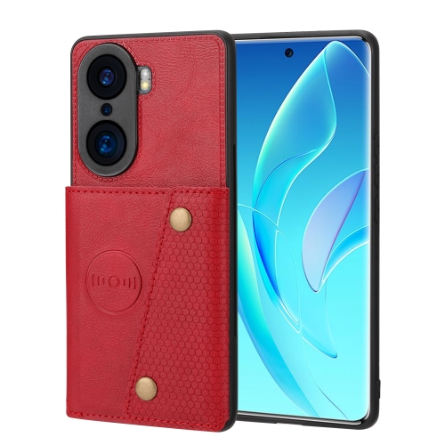 

For Honor 60 Pro Double Buckle PU + TPU Shockproof Magnetic Phone Case(Red)