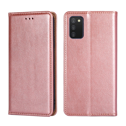 

For Samsung Galaxy A03s 164.2mm Gloss Oil Solid Color Magnetic Leather Phone Case(Rose Gold)