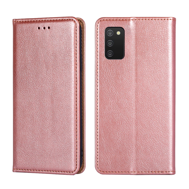 

For Samsung Galaxy A03s 165.85mm Gloss Oil Solid Color Magnetic Leather Phone Case(Rose Gold)