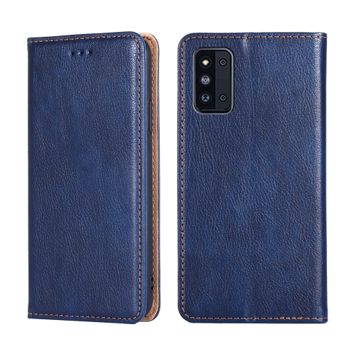 

For Samsung Galaxy F52 5G Gloss Oil Solid Color Magnetic Leather Phone Case(Blue)