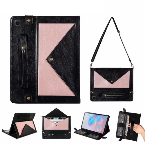

For Samsung Galaxy Tab A8 X200/X205C Envelope Color Matching Leather Tablet Case(Black Rose Gold)