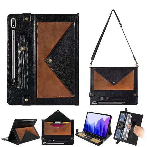 

For Samsung Galaxy Tab S8 Envelope Color Matching Leather Tablet Case(Black Brown)