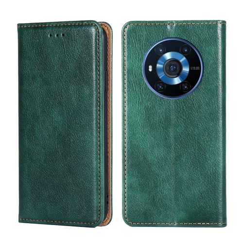 

For Honor Magic3 Gloss Oil Solid Color Magnetic Leather Phone Case(Green)