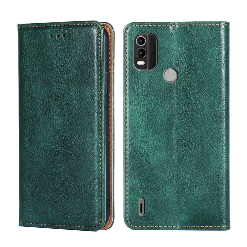 

For Nokia C21 Plus Gloss Oil Solid Color Magnetic Leather Phone Case(Green)