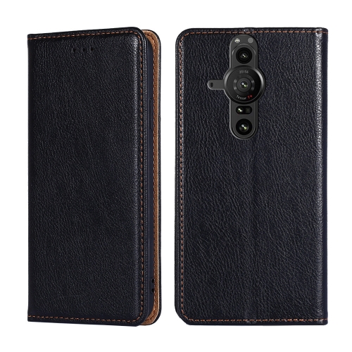 

For Sony Xperia Pro-I Gloss Oil Solid Color Magnetic Leather Phone Case(Black)