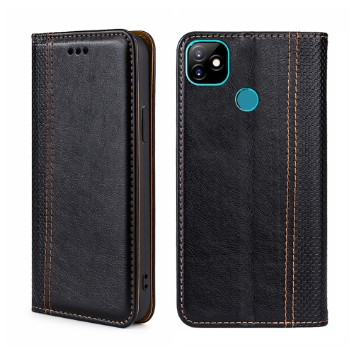 

For Itel Vision 1 Grid Texture Magnetic Flip Leather Phone Case(Black)