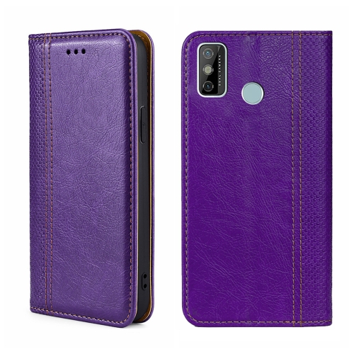 

For Tecno Spark 6 GO Grid Texture Magnetic Flip Leather Phone Case(Purple)