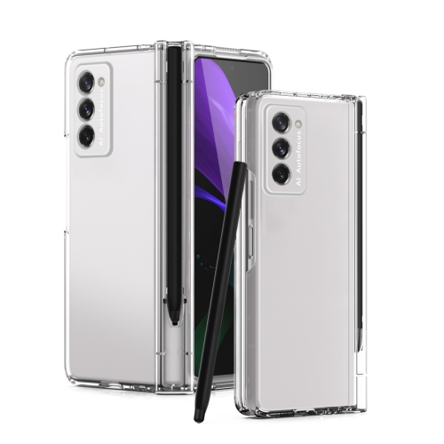 

For Samsung Galaxy Z Fold2 5G Macaron Hinge Phone Case with Stylus Pen Fold Edition & Protective Film(Transparent)