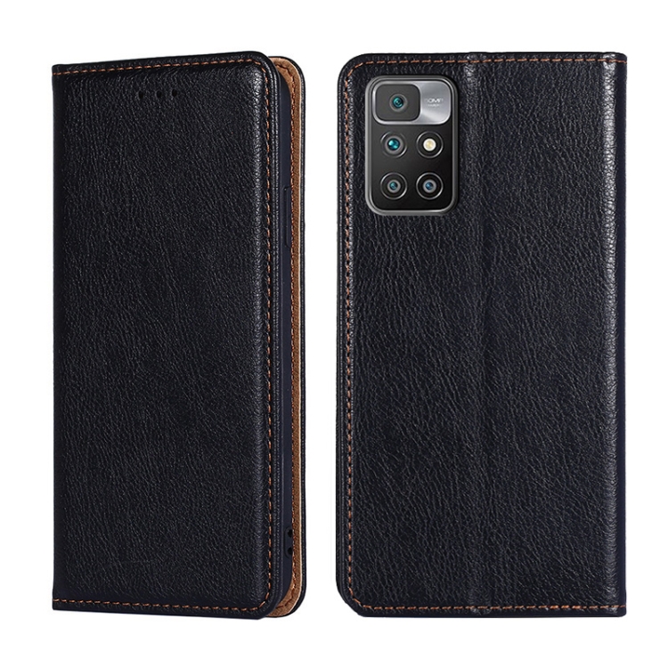 

For Xiaomi Redmi 10 Gloss Oil Solid Color Magnetic Leather Phone Case(Black)