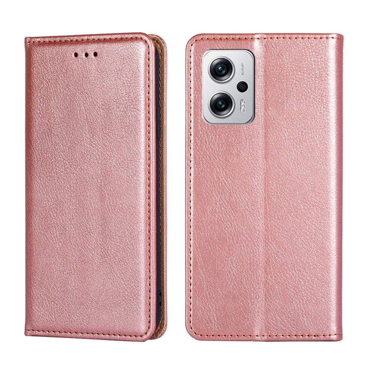 

For Xiaomi Redmi Note 11T Pro / Pro Plus 5G Gloss Oil Solid Color Magnetic Leather Phone Case(Rose Gold)