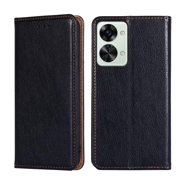 

For OnePlus Nord 2T Gloss Oil Solid Color Magnetic Leather Phone Case(Black)