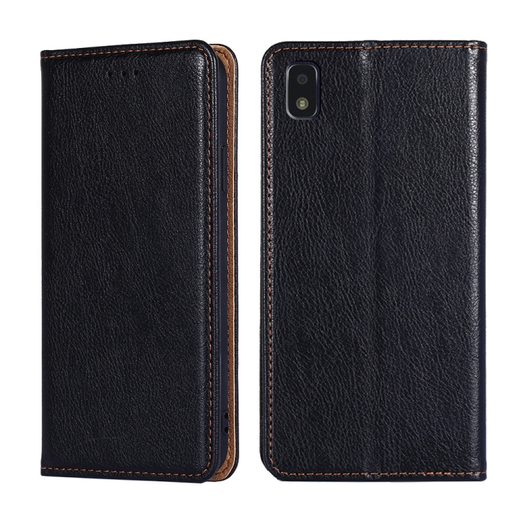 

For ZTE Blade L210 Gloss Oil Solid Color Magnetic Leather Phone Case(Black)