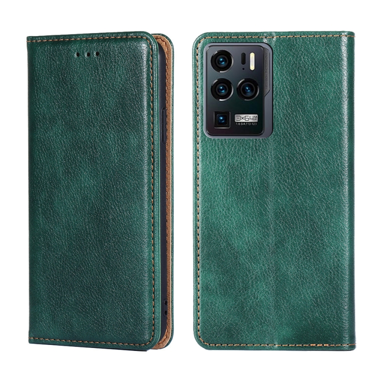 

For ZTE Axon 30 Ultra 5G Gloss Oil Solid Color Magnetic Leather Phone Case(Green)