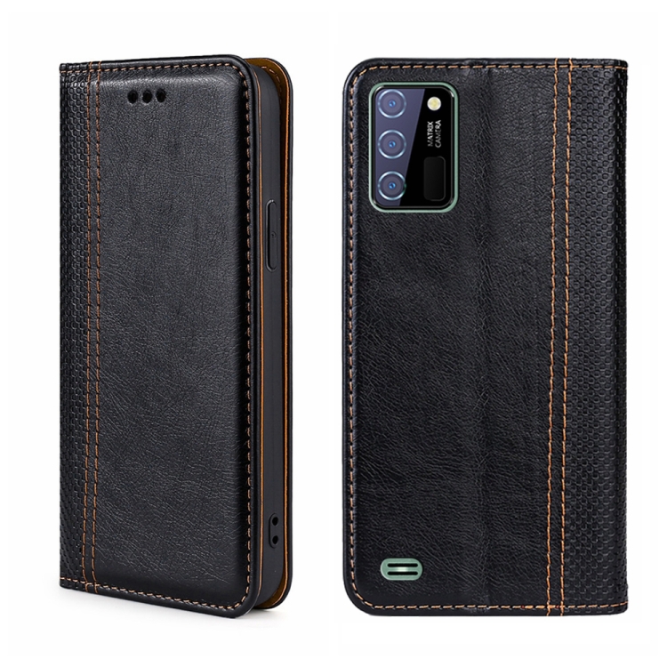 

For Oukitel C25 Grid Texture Magnetic Flip Leather Phone Case(Black)