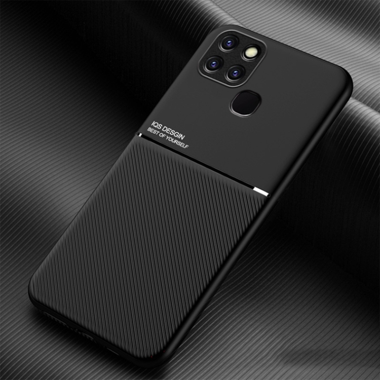 

For Infinix Smart 6 Classic Tilt Strip Grain Magnetic Shockproof PC + TPU Phone Case(Black)