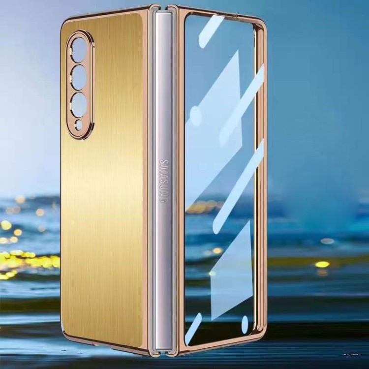 

For Samsung Galaxy Z Fold3 5G Electroplated Stainless Steel Phone Case(Gold)