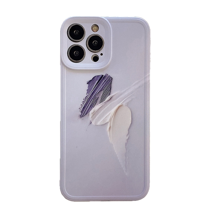 

Art Plaster Painting Phone Case For iPhone 12 Pro Max(Purple White)