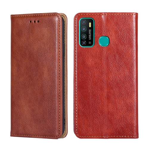 

For Infinix Hot 9 / Note 7 Lite X655C Gloss Oil Solid Color Magnetic Leather Phone Case(Brown)