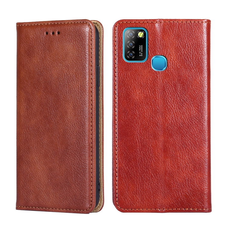 

For Infinix Hot 10 Lite / Smart 5 X657 Gloss Oil Solid Color Magnetic Leather Phone Case(Brown)
