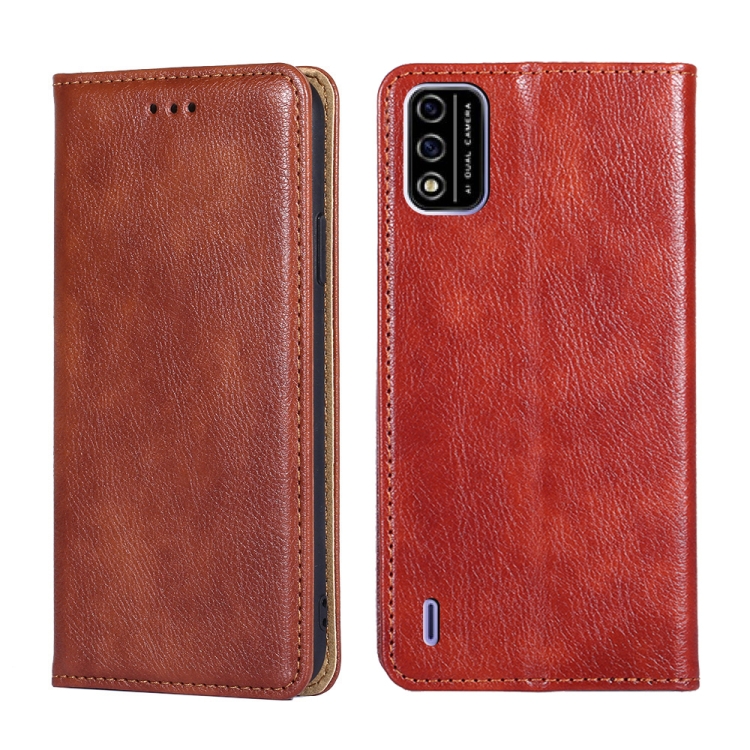 

For Itel A48 Gloss Oil Solid Color Magnetic Leather Phone Case(Brown)