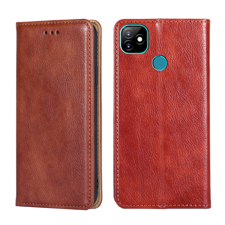 

For Itel Vision 1 Gloss Oil Solid Color Magnetic Leather Phone Case(Brown)