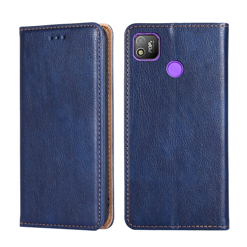

For Tecno Pop 4 Gloss Oil Solid Color Magnetic Leather Phone Case(Blue)