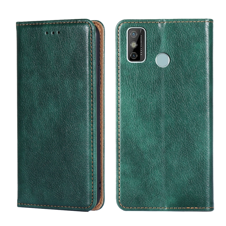 

For Tecno Spark 6 GO Gloss Oil Solid Color Magnetic Leather Phone Case(Green)