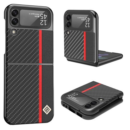 

For Samsung Galaxy Z Flip4 5G LC.IMEEKE Carbon Fiber Horizontal Flip Leather Phone Case(Horizontal Black)