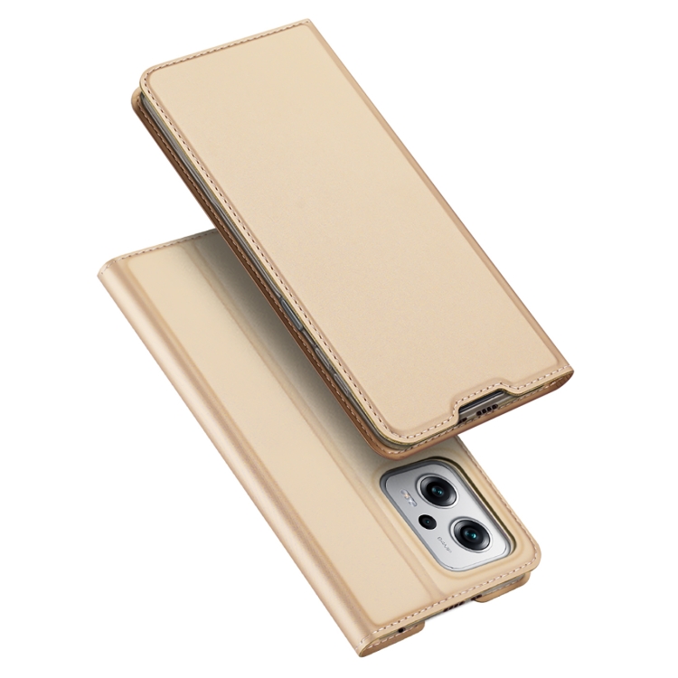 

For Xiaomi Redmi Note 11T Pro/Redmi Note 11T Pro+ DUX DUCIS Skin Pro Series Shockproof Leather Phone Case(Gold)