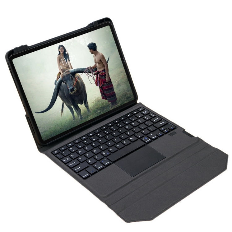 

T02 Integrated Bluetooth Keyboard Leather Case with Touchpad & Holder, without Backlight For iPad 10.2 2021 / 2020 / 2019(Black)