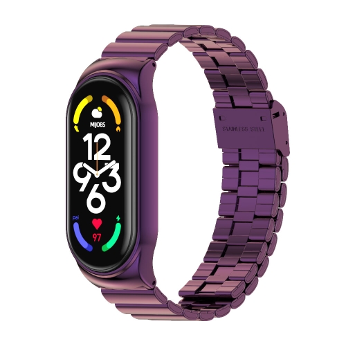 

For Xiaomi Mi Band 7 / 7 NFC MIJOBS CS Bamboo Buckle Stainless Steel Watch Band(Purple)