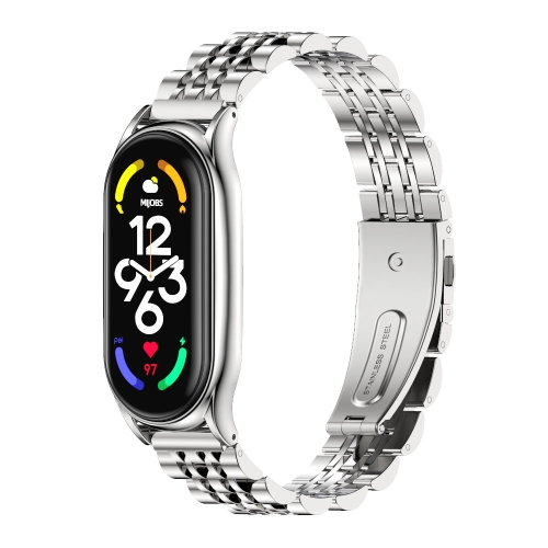 

For Xiaomi Mi Band 7 / 7 NFC MIJOBS Plus Seven-bead Metal Stainless Steel Watch Band(Silver)