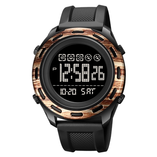 

SKMEI 1872 Stainless Steel Buckle PU Strap Waterproof Electronic Watch, Dial:Black(Rose Gold)