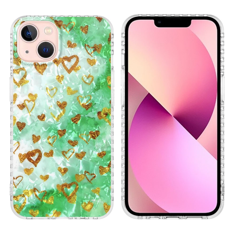

For iPhone 13 mini 2.0mm Airbag Shockproof TPU Phone Case (Gold Heart)