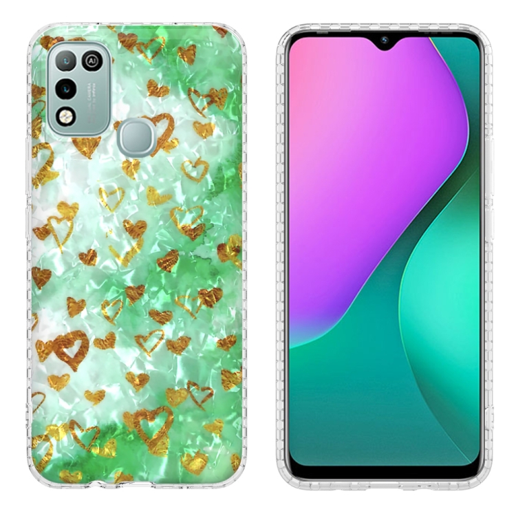 

For Infinix Hot 11 Play / Hot 10 Play 2.0mm Airbag Shockproof TPU Phone Case(Gold Heart)
