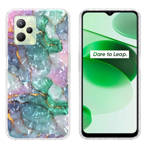 

For OPPO Realme C35 2.0mm Airbag Shockproof TPU Phone Case(Ink Green Marble)