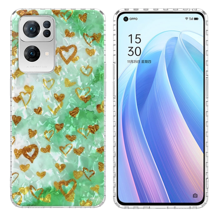 

For OPPO Reno7 Pro 5G 2.0mm Airbag Shockproof TPU Phone Case(Gold Heart)
