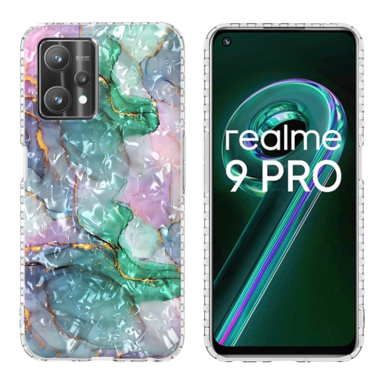 

For OPPO Realme 9 Pro 5G 2.0mm Airbag Shockproof TPU Phone Case(Ink Green Marble)