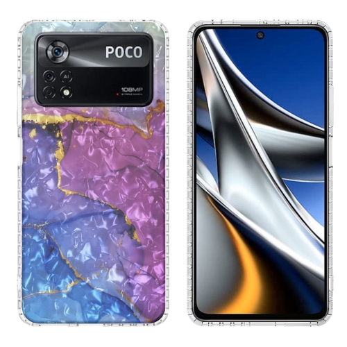 

For Xiaomi Poco X4 Pro 5G 2.0mm Airbag Shockproof TPU Phone Case(Blue Purple Marble)