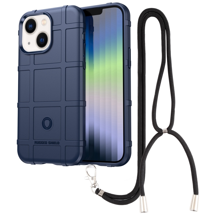 

Lanyard Rugged Shield TPU Phone Case For iPhone 14(Blue)