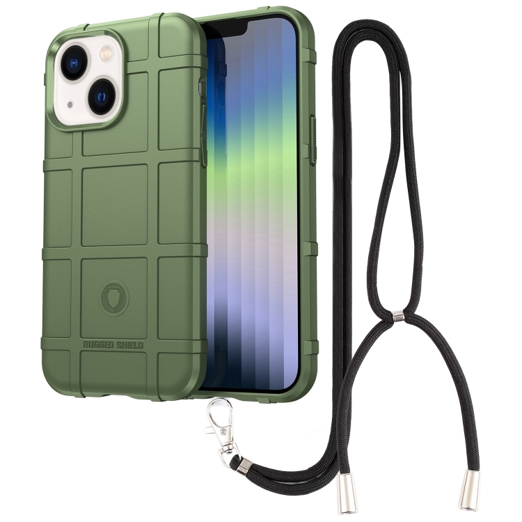 

Lanyard Rugged Shield TPU Phone Case For iPhone 14 Max(Green)