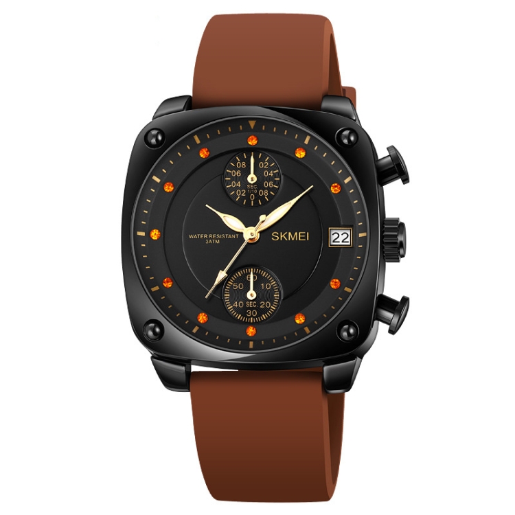 

SKMEI 1903 Stainless Steel Buckle Silicone Strap Waterproof Quartz Watch(Coffee)