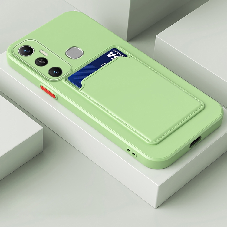 

For Infinix Hot 11 with Fingerprints Skin Feel Card Contrast Color Button TPU Phone Case(Matcha Green)