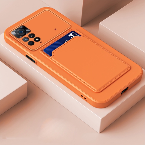 

For Xiaomi Redmi Note 11 6.43 inch / Poco M4 Pro 4G Skin Feel Card Contrast Color Button TPU Phone Case(Orange)