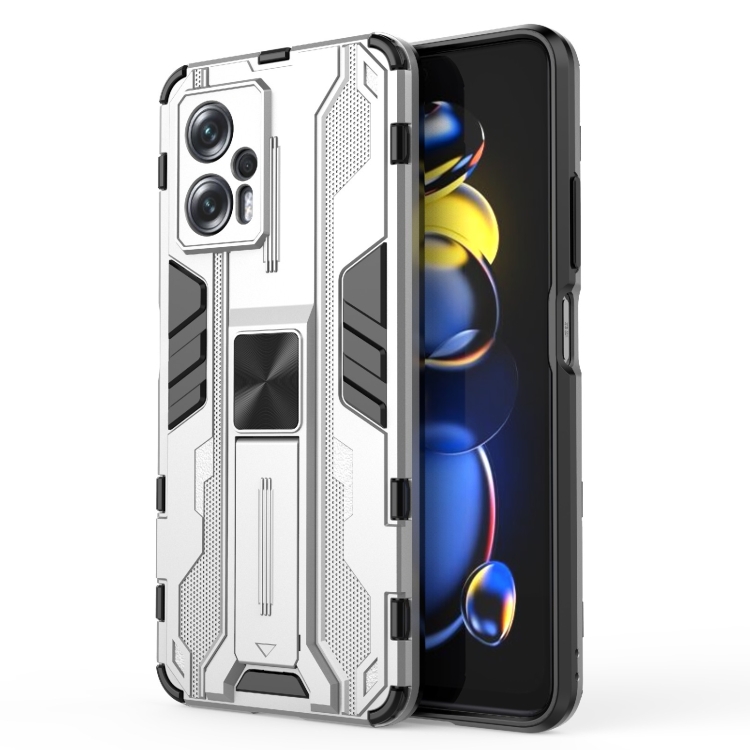 

For Xiaomi Redmi Note 11T Pro 5G China Supersonic PC + TPU Shock-proof Protective Phone Case with Holder(Silver)