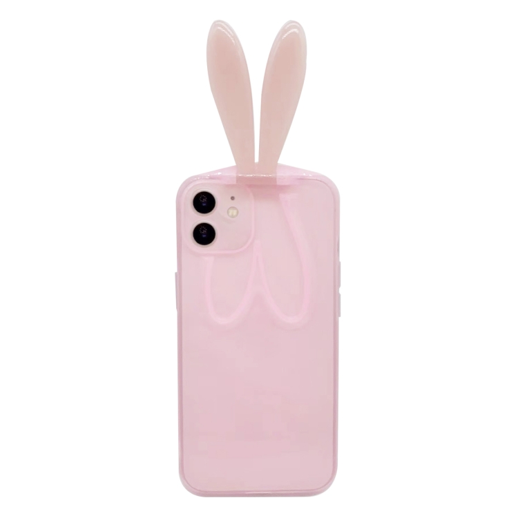 

Luminous Bunny Ear Holder TPU Phone Case For iPhone 12(Transparent Pink)