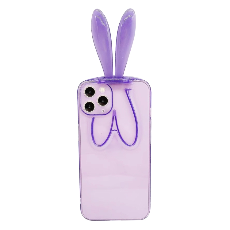 

Luminous Bunny Ear Holder TPU Phone Case For iPhone 11 Pro Max(Transparent Purple)